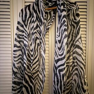 Unique Vintage Black and White Zebra Print Scarf Wrap